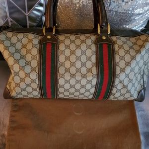 Authentic Gucci Shelly Web line Duffle Bag
